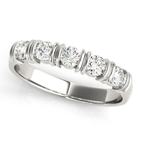 Platinum Bezel-Set Round Diamond Half-Eternity Band