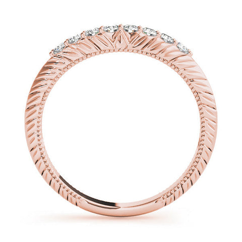 Rose gold Round Diamond Half Eternity Milgrain Pave Band