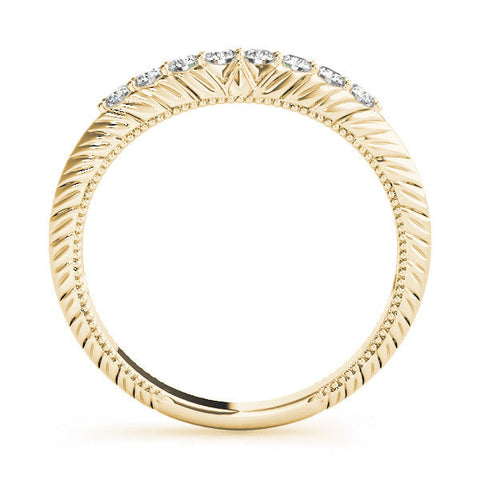 Yellow gold Round Diamond Half Eternity Milgrain Pave Band