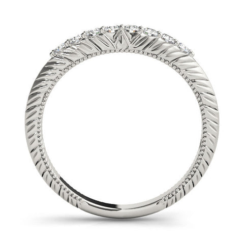White gold Round Diamond Half Eternity Milgrain Pave Band