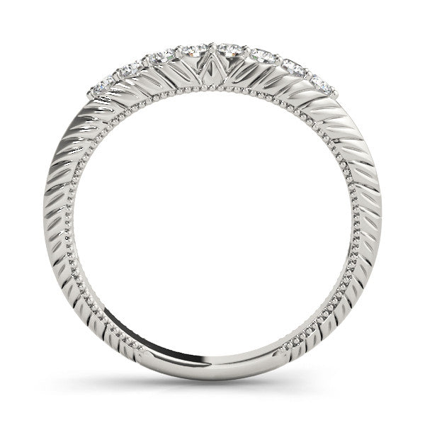 Platinum Round Diamond Half Eternity Milgrain Pave Band