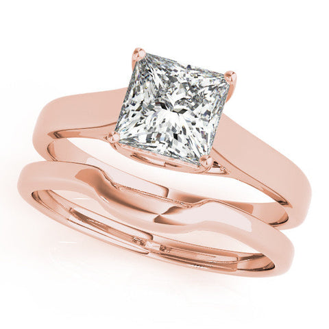 Rose gold Princess Cut Solitaire Engagement Ring with Tapered Band and Four-Prong Setting