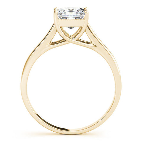Yellow gold Princess Cut Solitaire Engagement Ring with Tapered Band and Four-Prong Setting