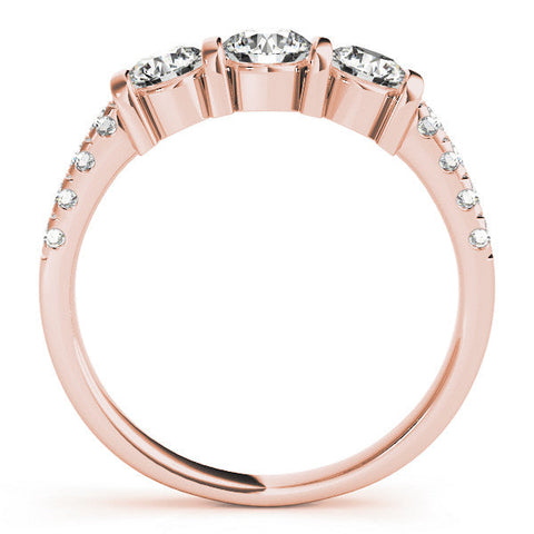 Rose gold Princess Brilliant Trilogy Channel Set Diamond Ring with Bar Prongs