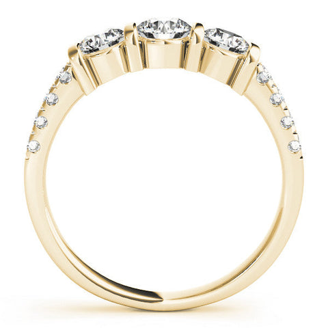 Yellow gold Princess Brilliant Trilogy Channel Set Diamond Ring with Bar Prongs