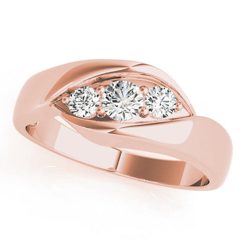 Rose gold Channel Set Heart Diamond Crossover Band