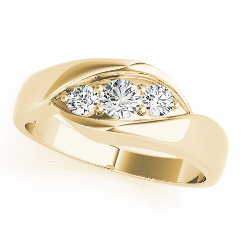 Yellow gold Channel Set Princess Diamond Crossover Band