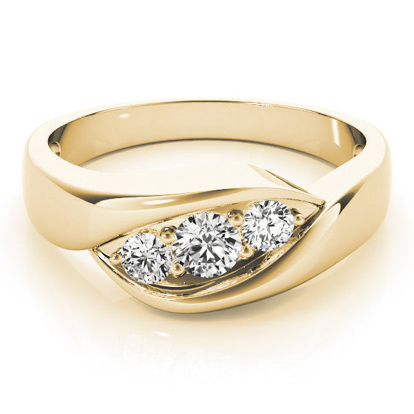 Yellow gold Channel Set Round Diamond Crossover Band