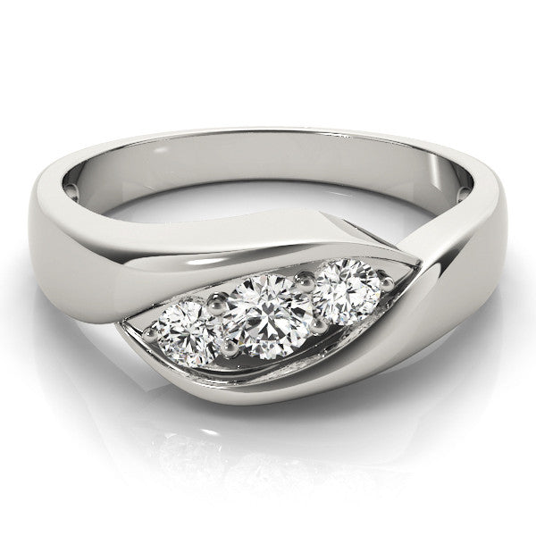 White gold Channel Set Princess Diamond Crossover Band