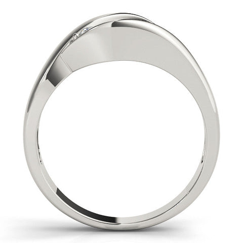 Silver Channel Set Emerald Diamond Crossover Band