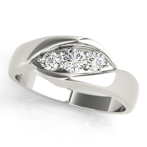 Silver Channel Set Oval Diamond Crossover Band