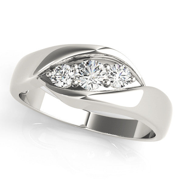 White gold Channel Set Pear Diamond Crossover Band