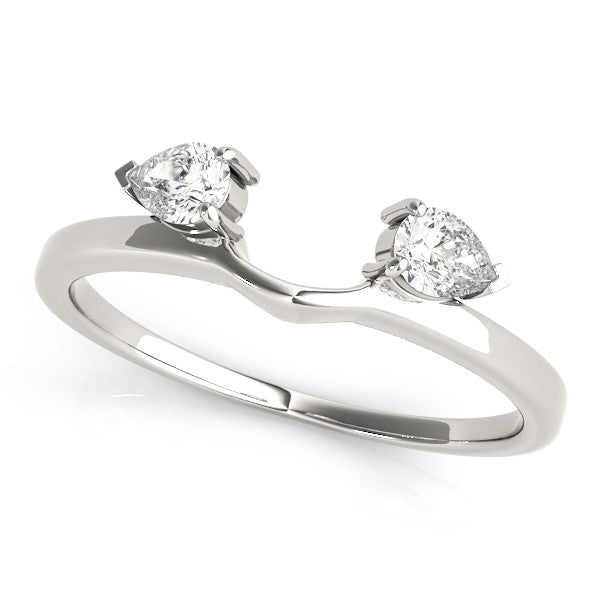 White gold Open Band Pear Cut Prong Set Diamond Ring