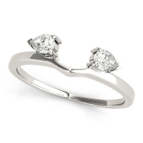 White gold Open Band Pear Cut Prong Set Diamond Ring