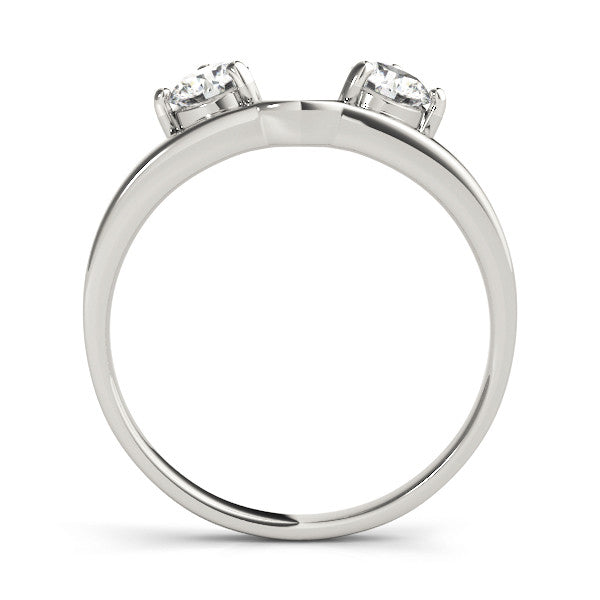 Platinum Round Cut Dual Diamond Open Band with Prong Setting