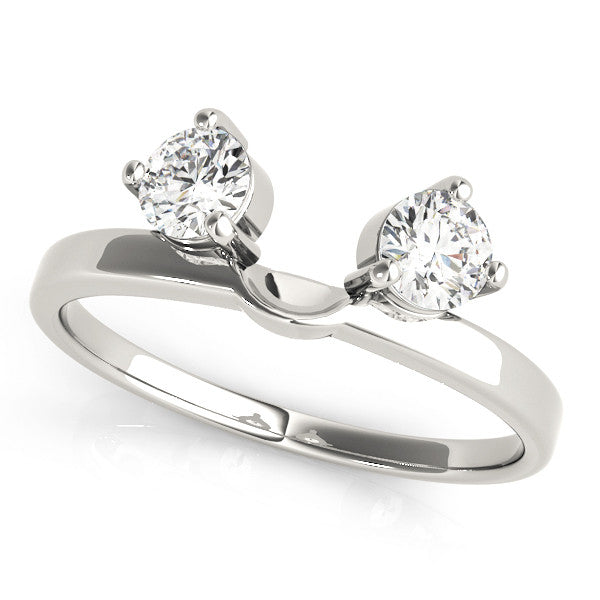 White gold Round Cut Dual Diamond Open Band with Prong Setting