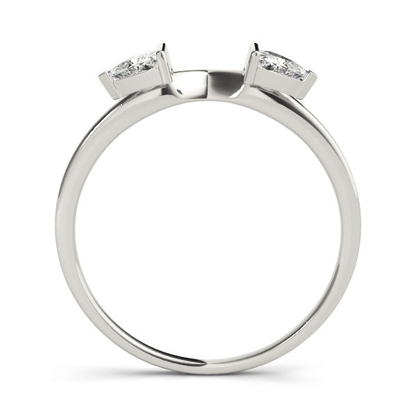 White gold Trillion Cut Open Band with Bezel Set Diamonds