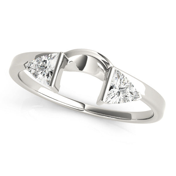 White gold Trillion Cut Open Band with Bezel Set Diamonds
