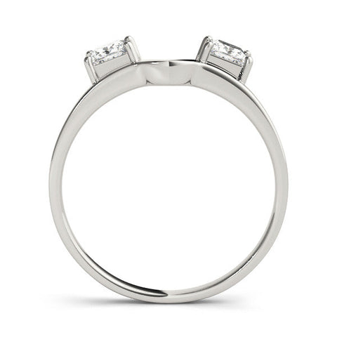 Silver Princess-Cut Dual Stone Open Band with Four-Prong Setting