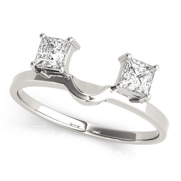 White gold Princess-Cut Dual Stone Open Band with Four-Prong Setting