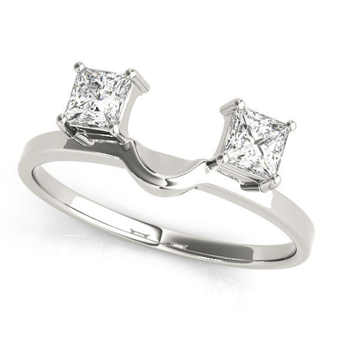 White gold Princess-Cut Dual Stone Open Band with Four-Prong Setting