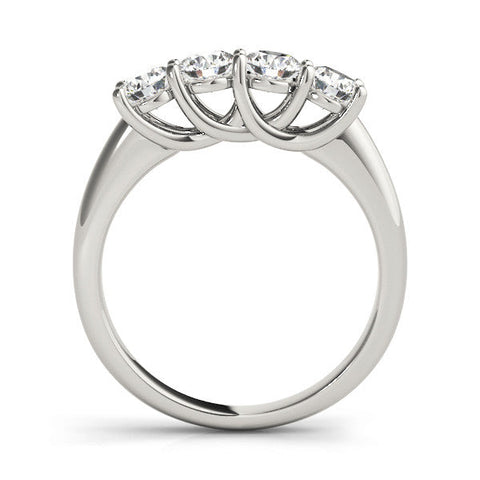 White gold Four-Stone Round Diamond Prong-Set White Gold Band