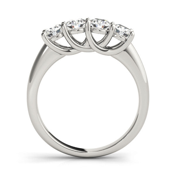 Platinum Four-Stone Round Diamond Prong-Set White Gold Band