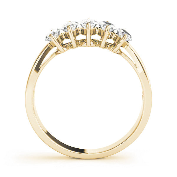 Yellow gold Five-Stone Marquise Diamond Split Shank Ring with Shared Prong Setting