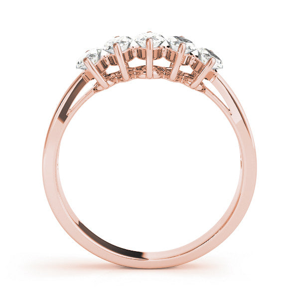 Rose gold Five-Stone Marquise Diamond Split Shank Ring with Shared Prong Setting