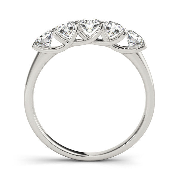 White gold Round Cut Diamond Half Eternity Band with Prong Setting