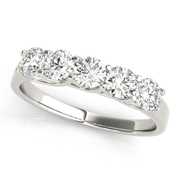 White gold Round Cut Diamond Half Eternity Band with Prong Setting