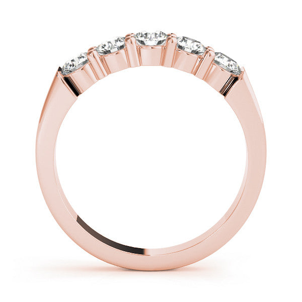 Rose gold Round Cut Diamond Prong Set Half-Eternity Band