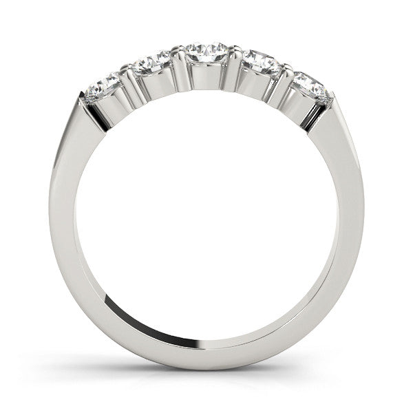 Platinum Round Cut Diamond Prong Set Half-Eternity Band