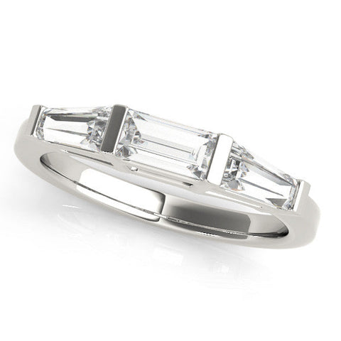 Platinum Three-Stone Baguette Cut Channel Set Diamond Band