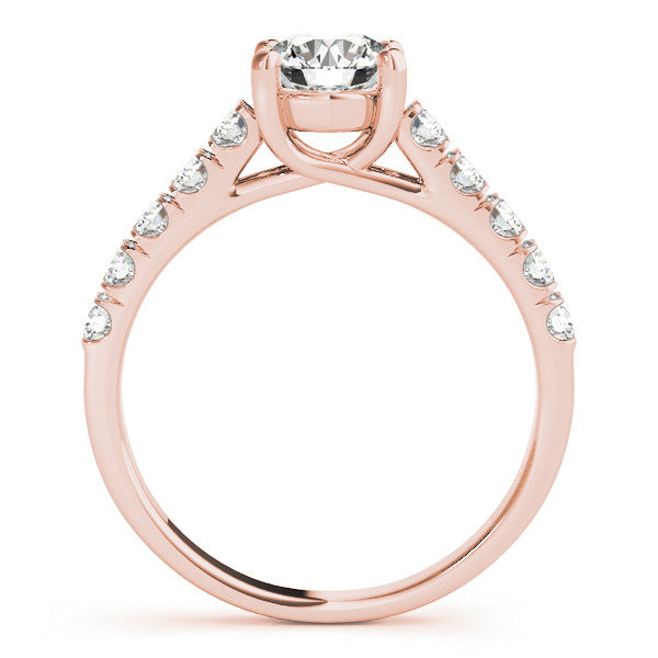 Rose gold Heart Cut Diamond Pavé Band Solitaire with Four-Prong Setting