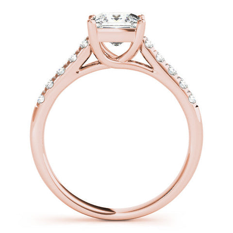 Rose gold Oval Cut Pavé Band Solitaire Ring with Four-Prong Setting