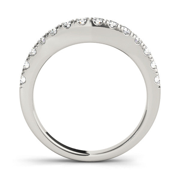 Silver Round Diamond Pavé Half Eternity Band with Shared Prong Setting