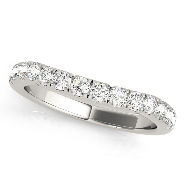 Platinum Round Diamond Pavé Half Eternity Band with Shared Prong Setting