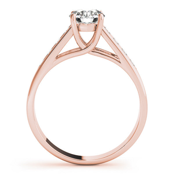 Rose gold Round Brilliant Channel-Set Solitaire Ring with Four-Prong Setting