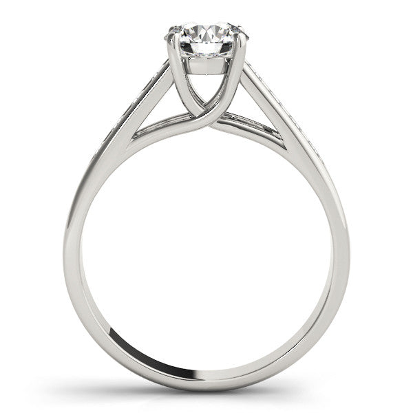 Platinum Round Brilliant Channel-Set Solitaire Ring with Four-Prong Setting