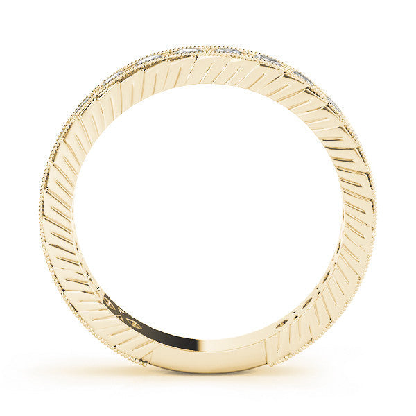 Yellow gold Round Diamond Milgrain Channel Set Eternity Band