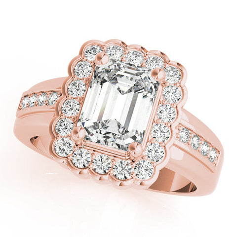 Rose gold Heart Cut Halo Pave Band Four-Prong Ring