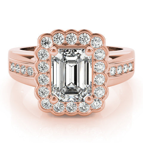 Rose gold Heart Cut Halo Pave Band Four-Prong Ring