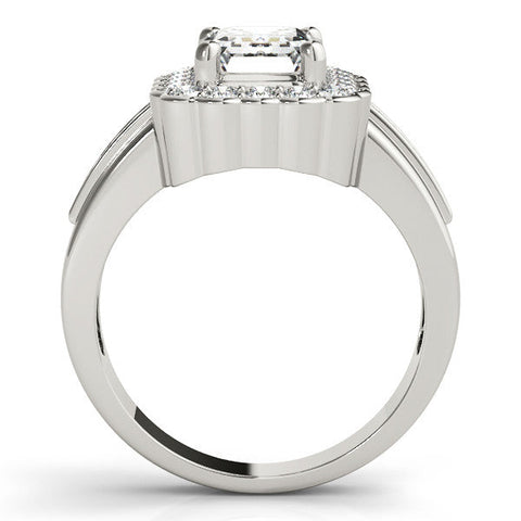 White gold Heart Cut Halo Pave Band Four-Prong Ring