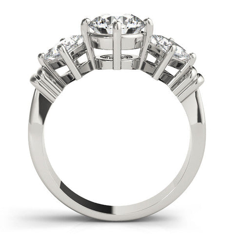 White gold Three-Stone Cushion and Princess Cut Diamond Ring with Channel Band and Four-Prong Setting