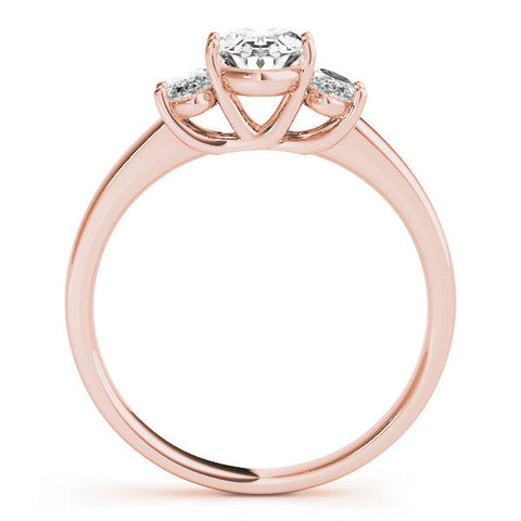 Rose gold Princess Three-Stone Diamond Ring with Prong Setting on a Classic Band