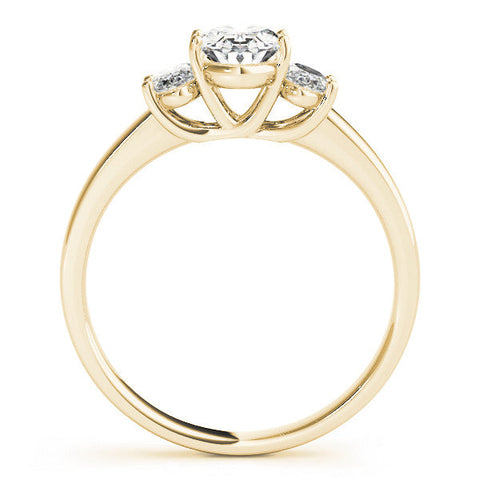 Yellow gold Marquise Three-Stone Diamond Ring with Prong Setting on a Classic Band