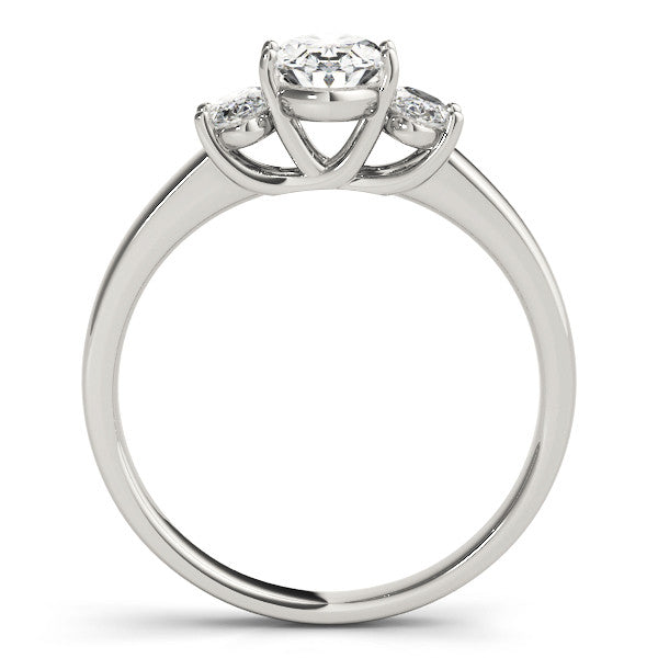 Platinum Marquise Three-Stone Diamond Ring with Prong Setting on a Classic Band