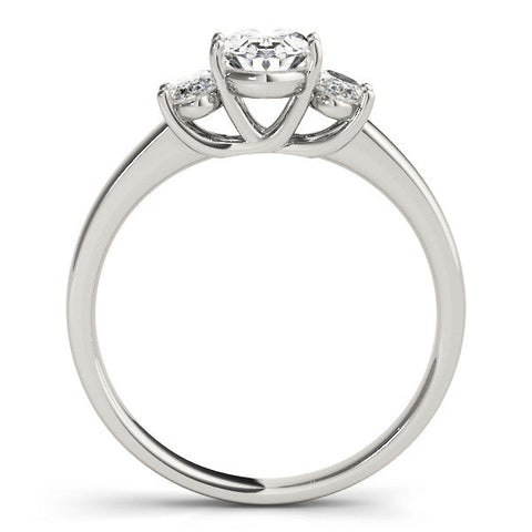 White gold Marquise Three-Stone Diamond Ring with Prong Setting on a Classic Band
