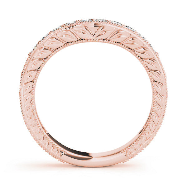 Rose gold Milgrain Round Diamond Curved Eternity Band with Pavé Setting